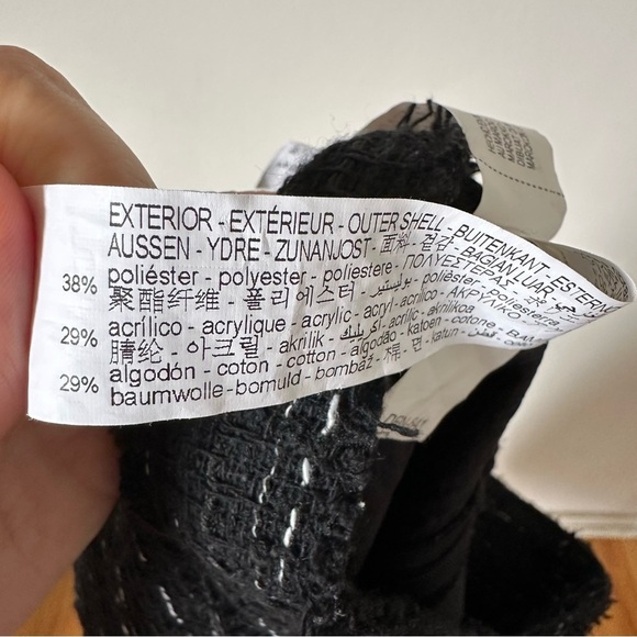 Zara Tweed Textured Buttoned Pencil Skirt In Black Size M - Picture 9 of 9